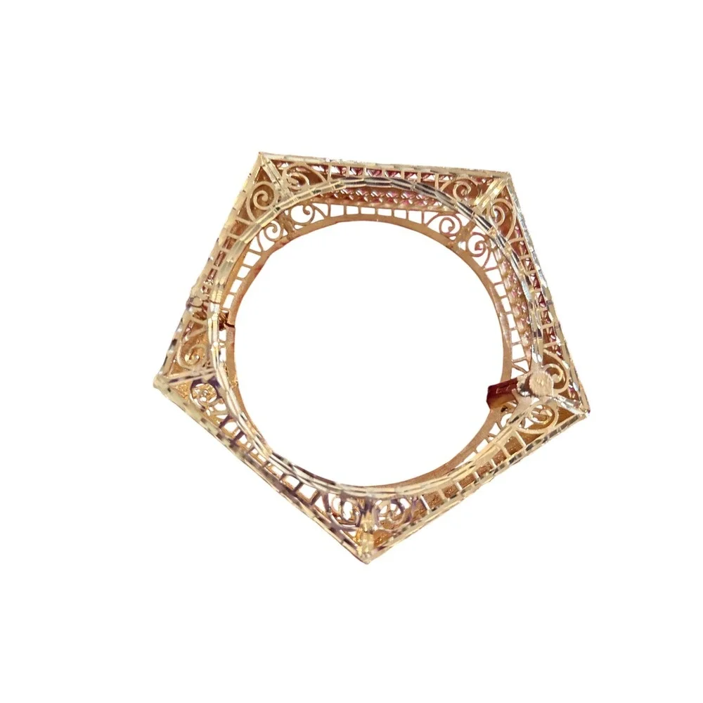 Intricate Gold-Tone Octagonal Filigree Bracelet